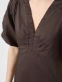 Illana Poplin Dress Chocolate