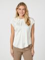 Fleur Drapy Satin Blouse Off White
