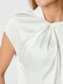Fleur Drapy Satin Blouse Off White
