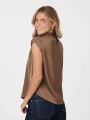 Fleur Drapy Satin Blouse Dusty Brown