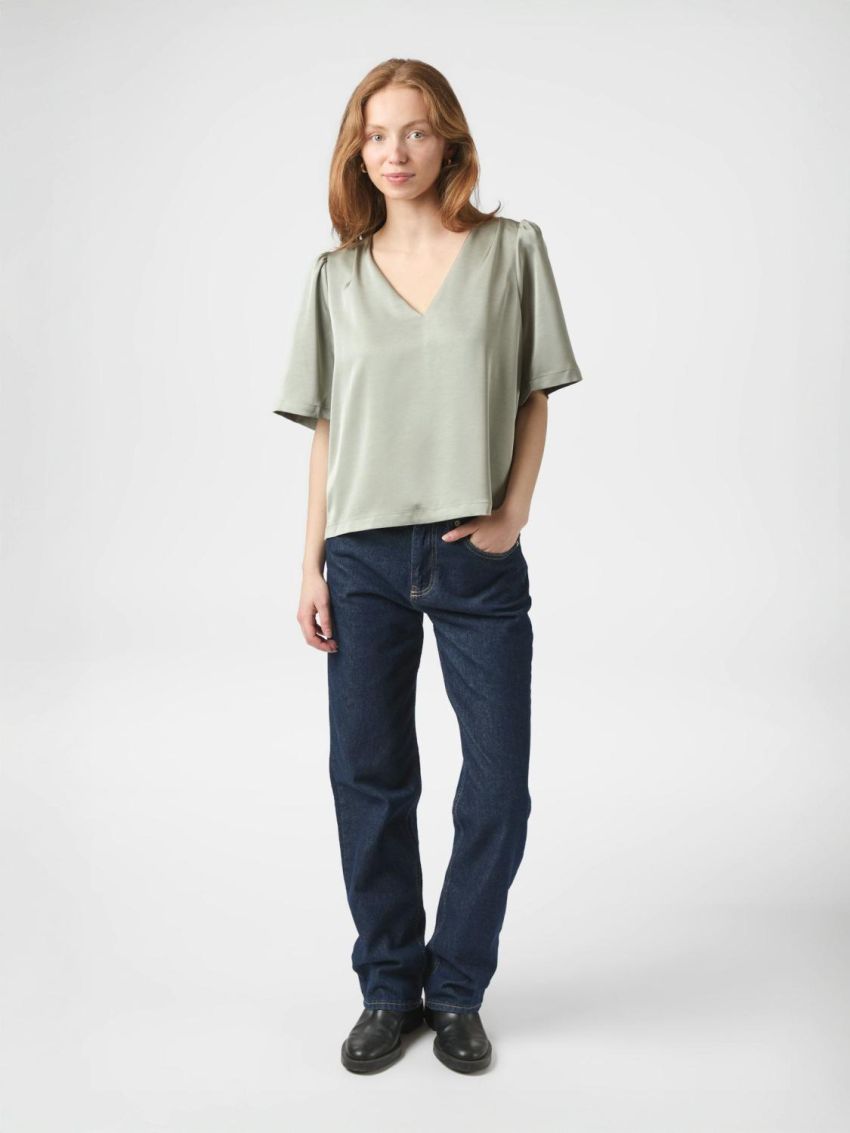 Largo Heavy Sateen Blouse Smoke Green