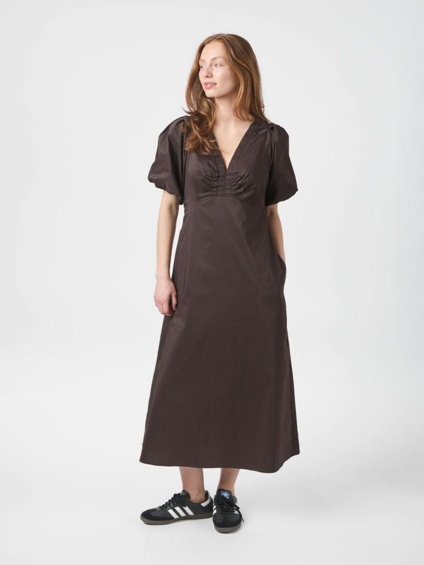 Illana Poplin Dress Chocolate