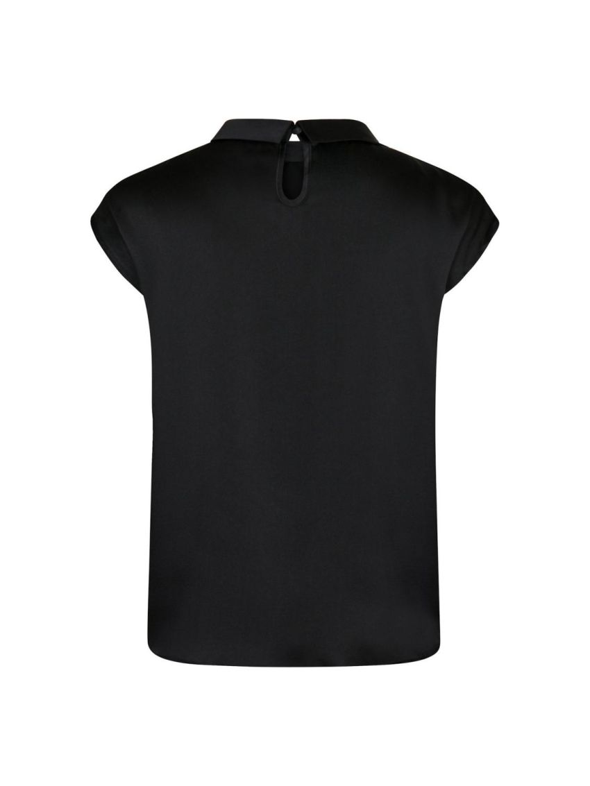 Fleur Drapy Satin Blouse Black