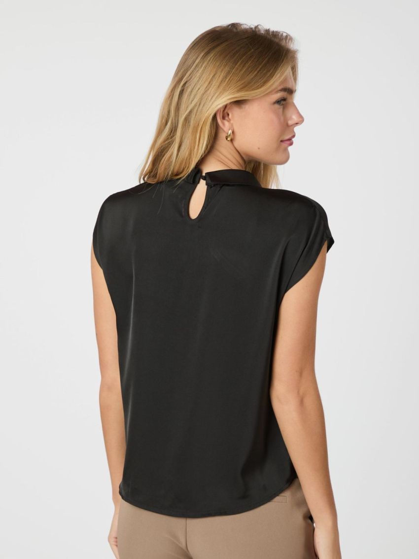 Fleur Drapy Satin Blouse Black