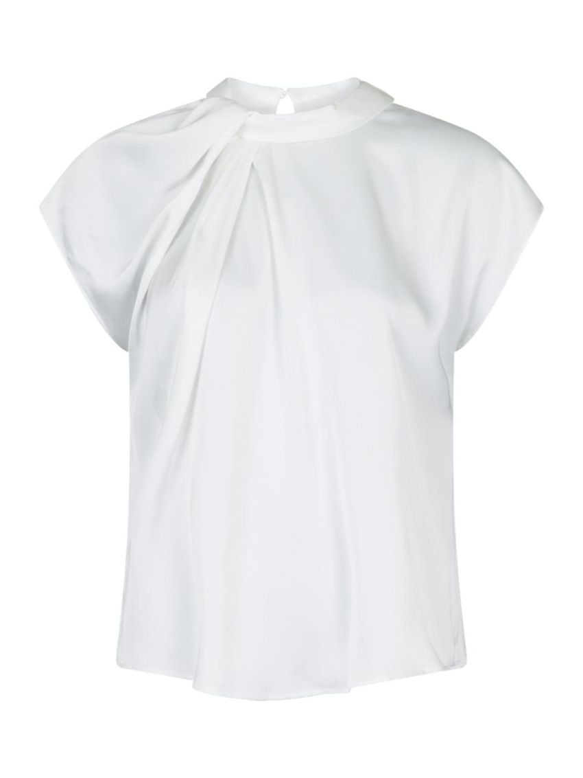 Fleur Drapy Satin Blouse Off White