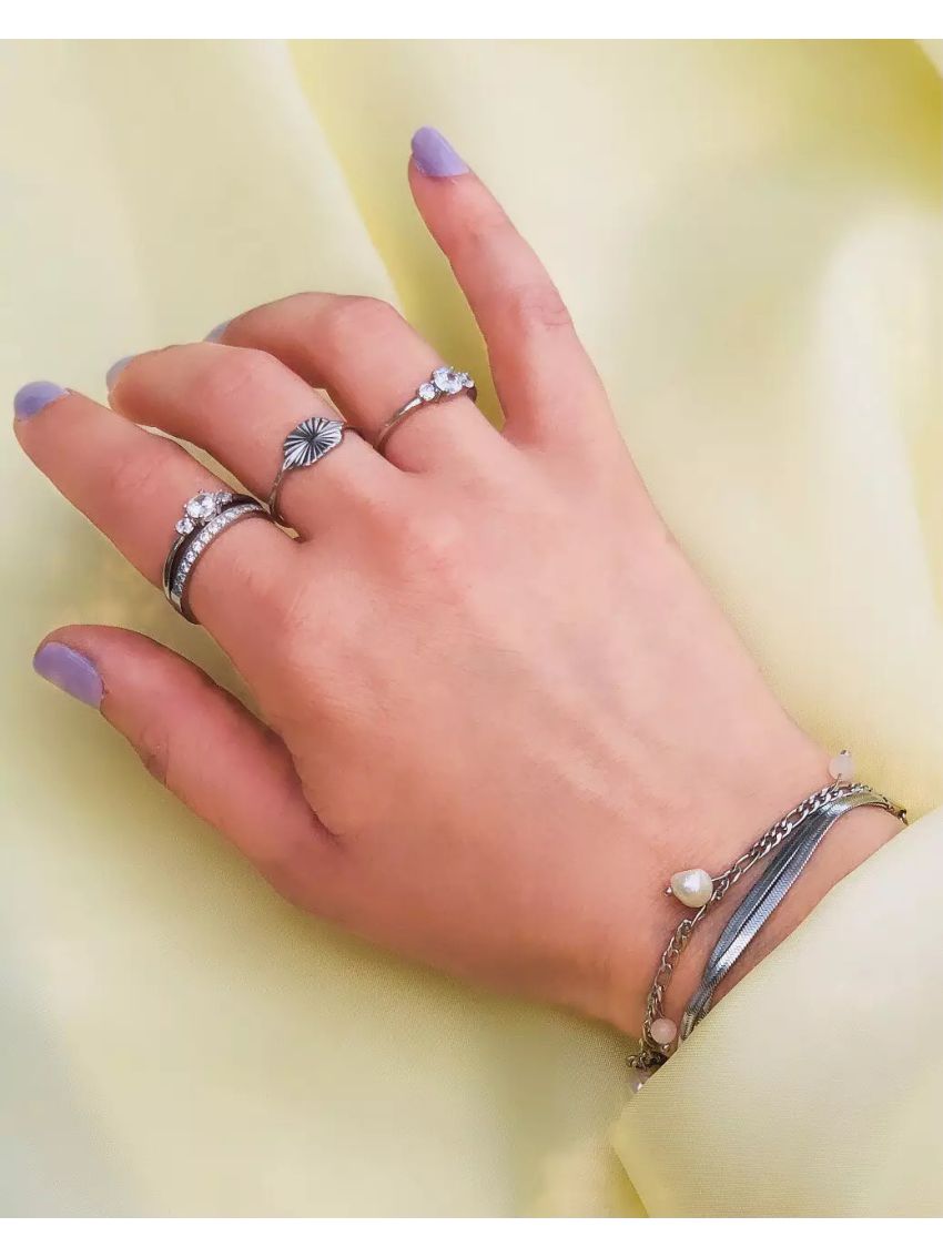 Celine crystal ring, clear steel