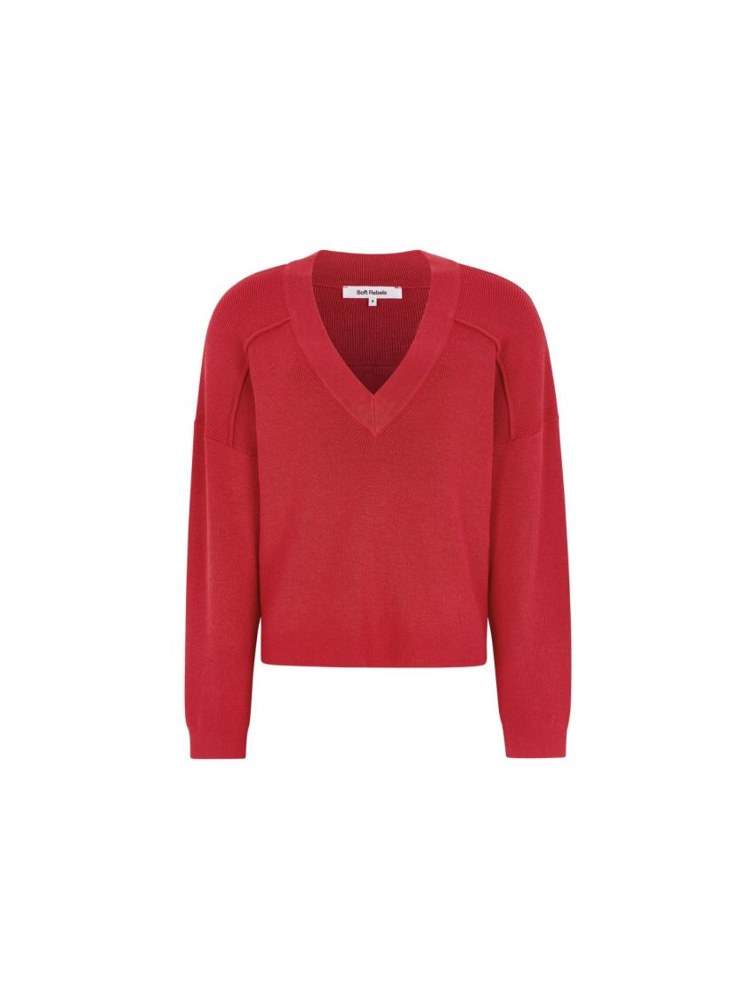 SRMushi V-neck knit Röd