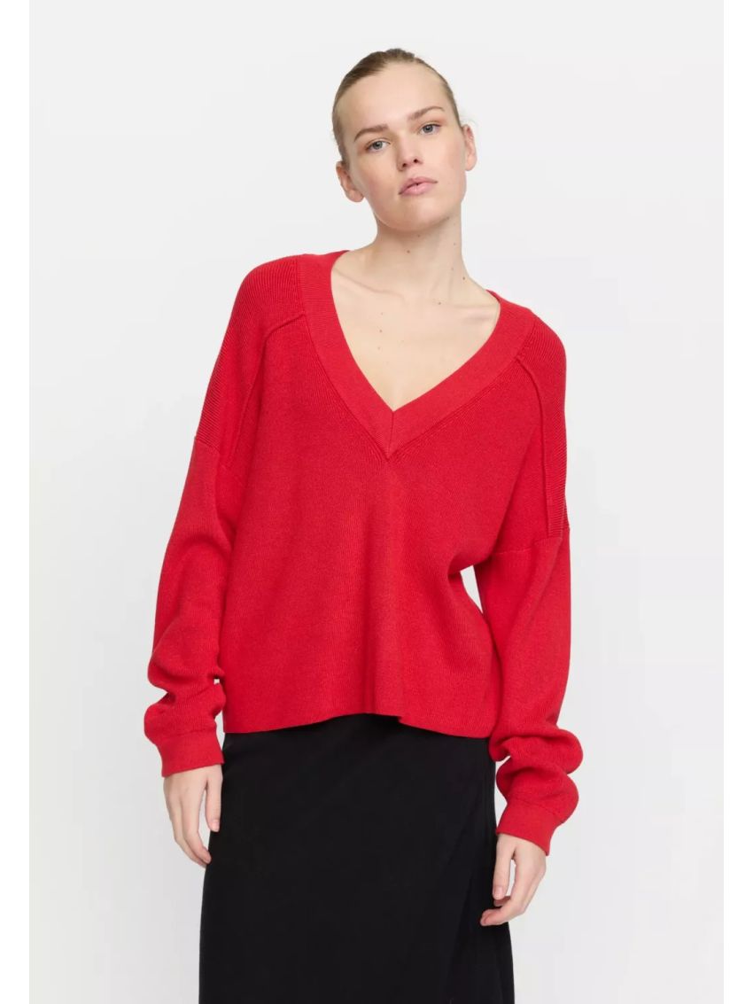 SRMushi V-neck knit Röd
