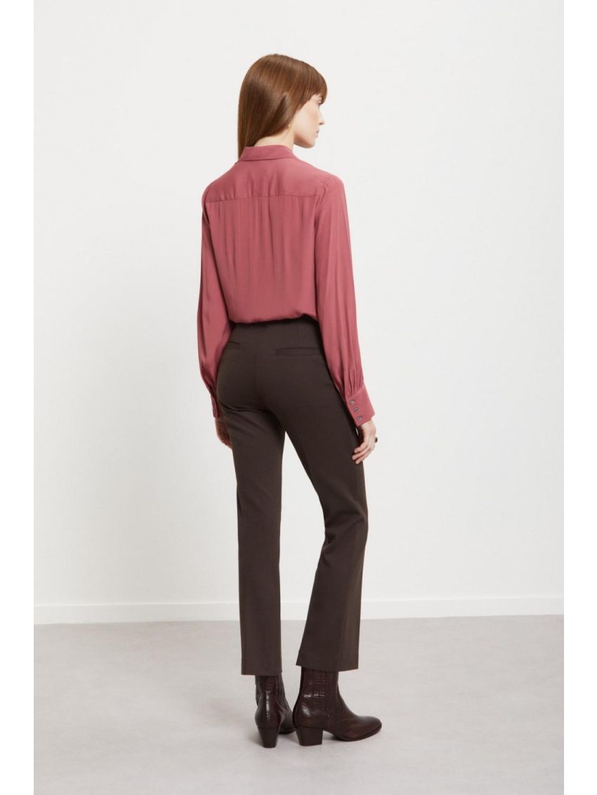 Viscose cropped trousers brown